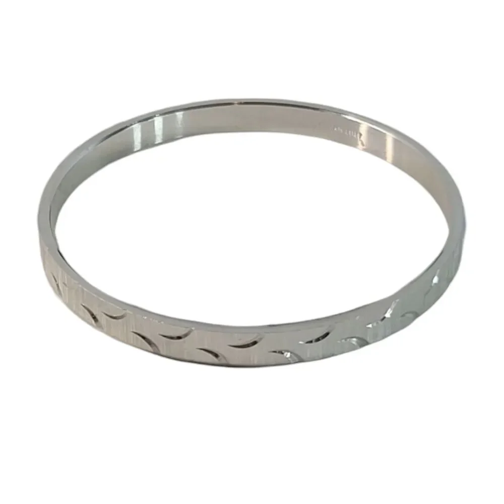 Vintage Signed Trifari Brushed Silver Tone Bangle Bracelet
